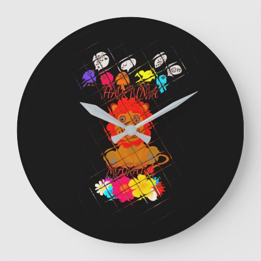 ハクナマタタカウトベビーライオンキングデザイン ラージ壁時計 (正面)