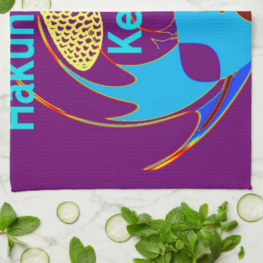 「ハクナマタタケニヤ」バタフライアートプリント/グラフィック キッチンタオル (折り畳み)