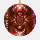 ハクナマタタハロウィーンマスク万華鏡のように千変万化するパターン抽象芸術 セラミックオーナメント (正面)