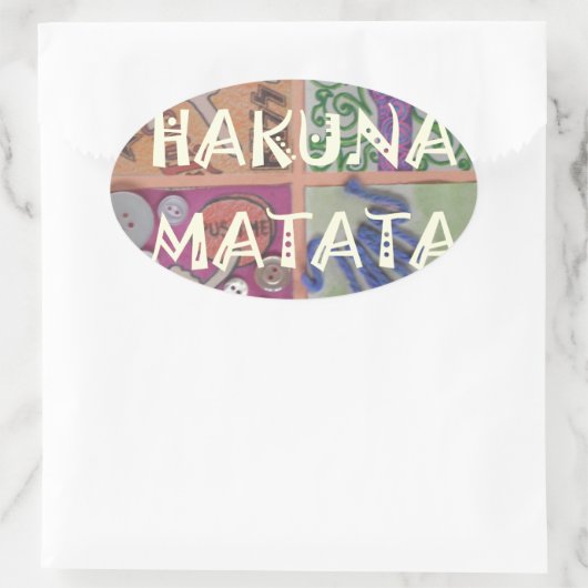 ハクナマタタハンドサインアートプリント 楕円形シール (バッグ)