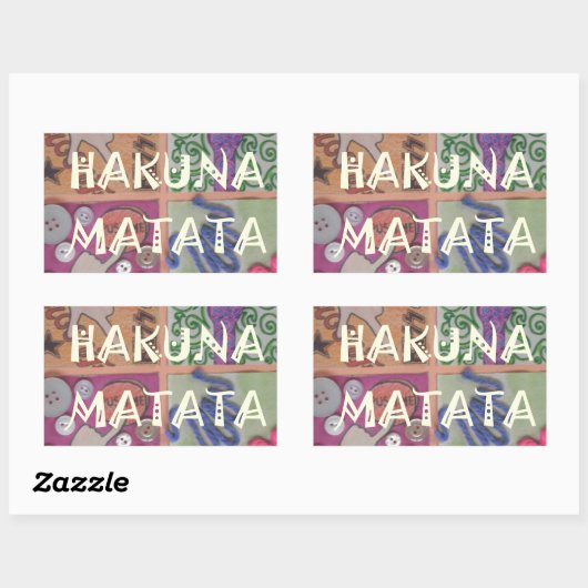 ハクナマタタハンドサインアートプリント 長方形シール (シート)