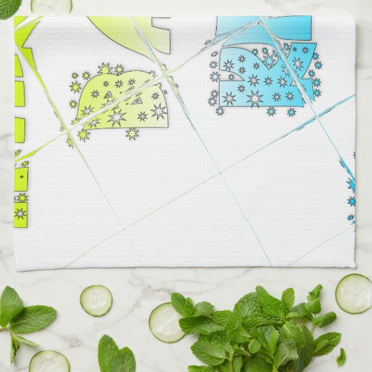 ハクナマタタベビーキッズハッピーカラーズアートプリントデ キッチンタオル (折り畳み)