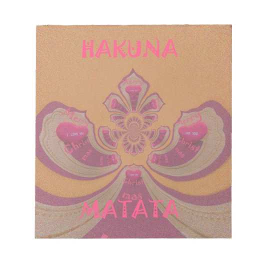 ハクナマタタメリークリスマスラブリーハートデザイン ノートパッド (正面)