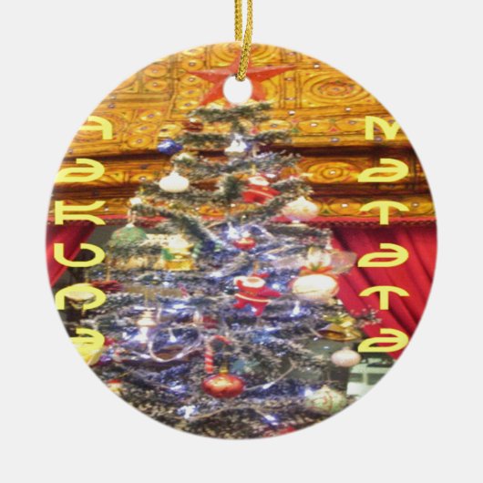 ハクナマタタメリークリスマス&ハッピーニューイヤー.p セラミックオーナメント (正面)