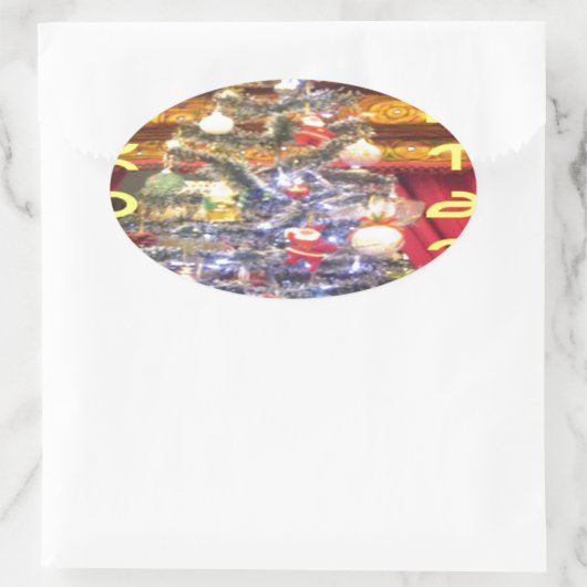 ハクナマタタメリークリスマス&ハッピーニューイヤー.p 楕円形シール (バッグ)