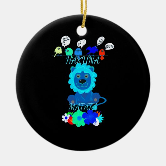 ハクナマタタライオンアートプリント セラミックオーナメント (正面)