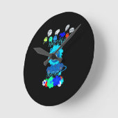 ハクナマタタライオンアートプリント ラウンド壁時計 (傾斜)