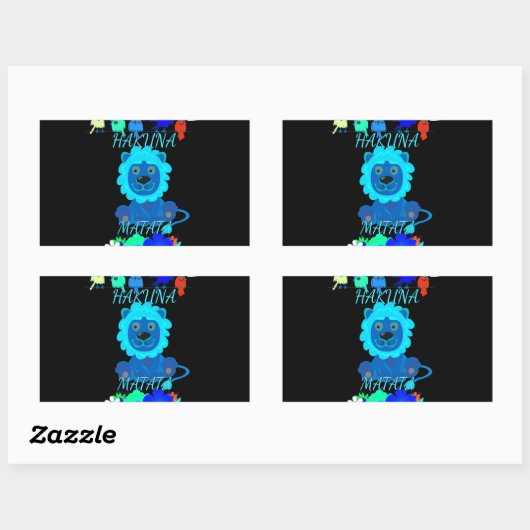 ハクナマタタライオンアートプリント 長方形シール (シート)