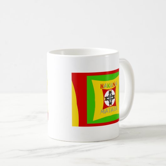 ハクナマタタラスタカラーレッドゴールデングリーン コーヒーマグカップ (正面右)