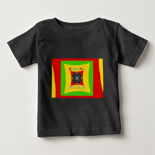 ハクナマタタラスタカラーレッドゴールデングリーン ベビーTシャツ (正面)