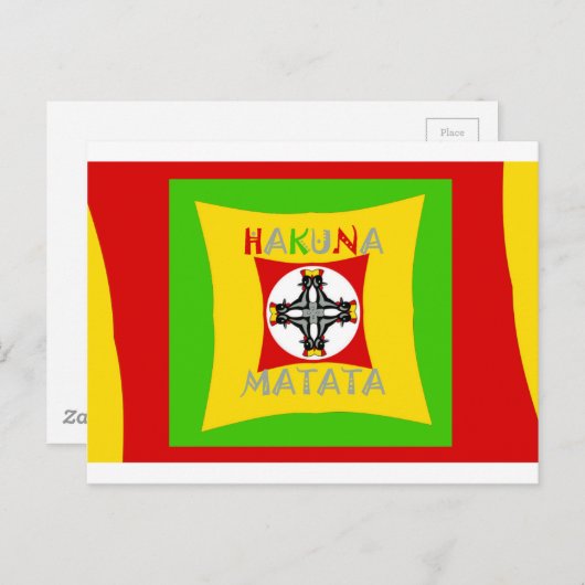 ハクナマタタラスタカラーレッドゴールデングリーン ポストカード (正面/裏面)