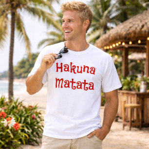 ハクナマタタレッド文字 Tシャツ