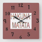 ハクナマタタヴィンテージアフ伝統的リカ色 スクエア壁時計 (正面)