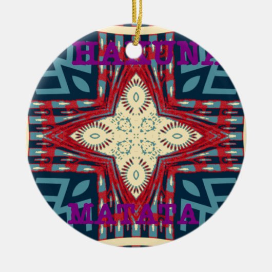 ハクナマタタ文字ホープ抽象芸術アートプリントデザイン セラミックオーナメント (正面)