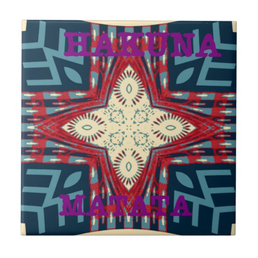 ハクナマタタ文字ホープ抽象芸術アートプリントデザイン タイル (正面)