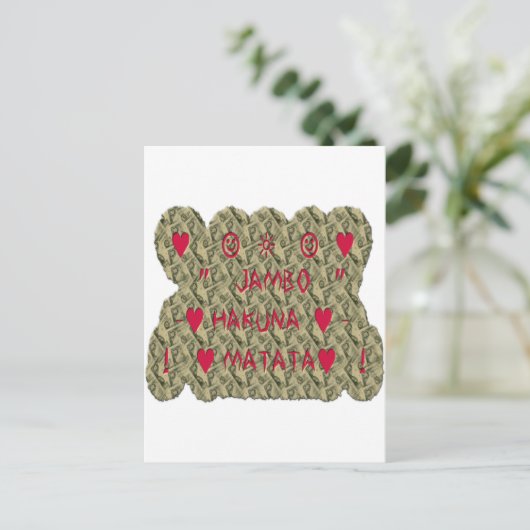 ハクナマタタ お金の悩みなんて 忘れちゃおう アート プリント デザイン ポストカード (スタンド正面)