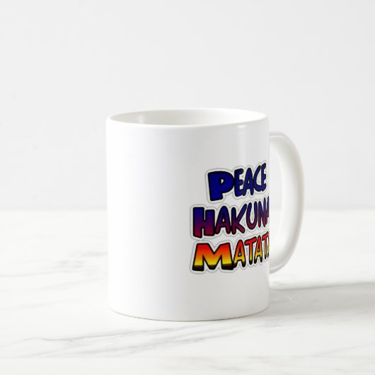 ハクナマタタ グラデーション アート - 落ち着いて、問題ナシ コーヒーマグカップ (正面右)