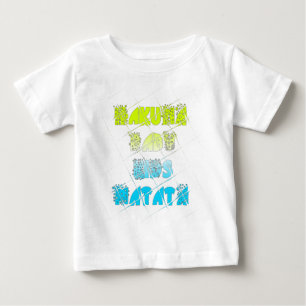 ハクナマタタ ベイビー キッズ ハッピー カラー アート プリント デス ベビーTシャツ