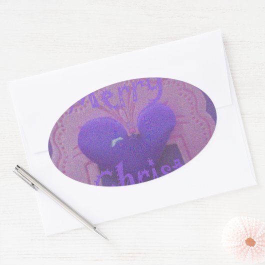 ハクナマタタ メリークリスマス ラブ デザイン.jpg 楕円形シール (封筒)