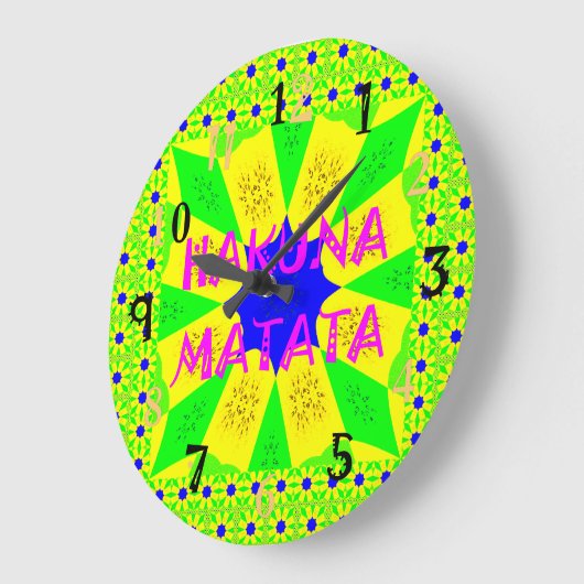 ハクナマタタ - 幾何学的なグローバルスタイルにインスパイアされたカスタム ラージ壁時計 (傾斜)