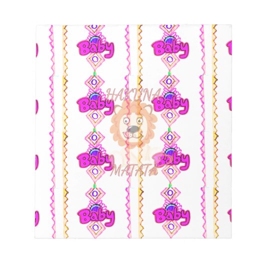 ハクナマタタ：美しいベビーライオンデザインモチーフ ノートパッド (正面)