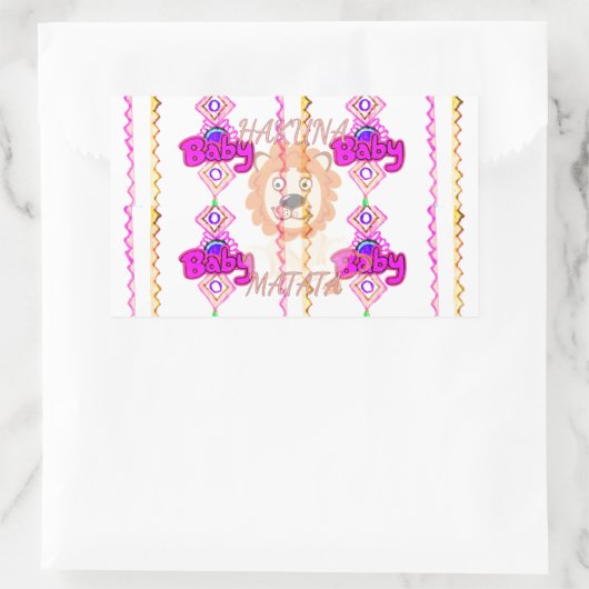 ハクナマタタ:美しいベビーライオンデザインモチーフ 長方形シール (バッグ)