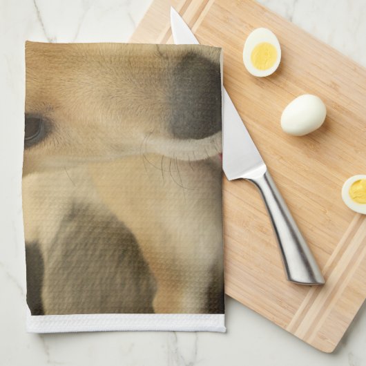 "ハクナマタパップ" – 心配のない子犬の愛 キッチンタオル (四つ折り)