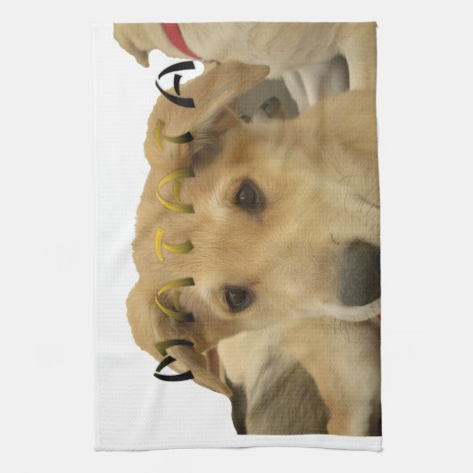 "ハクナマタパップ" – 心配のない子犬の愛 キッチンタオル (縦)