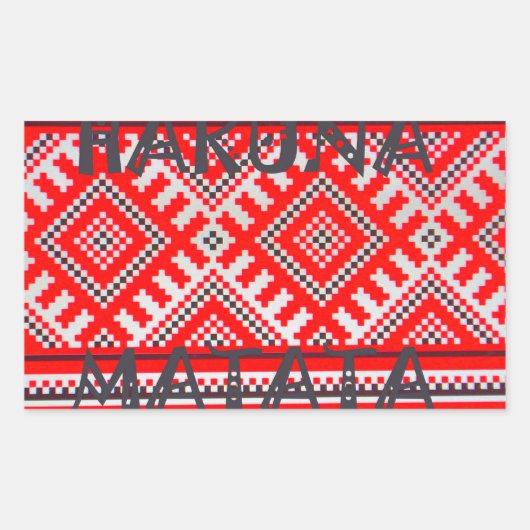 ハクナ・マタタ -  心配ご無用 スワヒリ・アート・コレクション 長方形シール (正面)