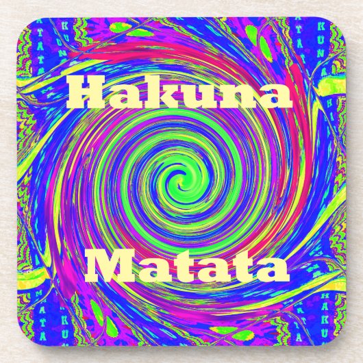 ハクナ・マタタ - 渦巻きデザインの鮮やかな色彩 コースター (正面)