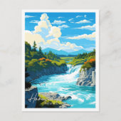 ハク秋ニュージーランドヴィンテージ旅行イラストレーション ポストカード (正面)