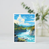 ハク秋ニュージーランドヴィンテージ旅行イラストレーション ポストカード (スタンド正面)