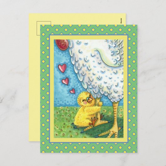 ハグあなたのママ、かわいいベビーシックは母の鶏を愛する シーズンポストカード (正面/裏面)