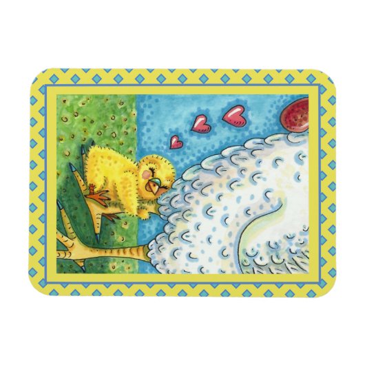 ハグあなたのママ、かわいいベビーシックは母の鶏を愛する マグネット (横)