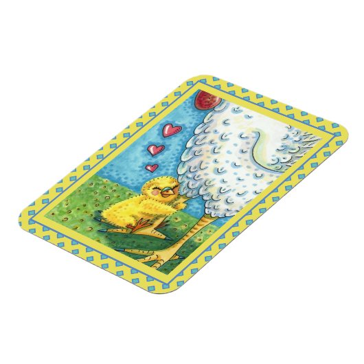 ハグあなたのママ、かわいいベビーシックは母の鶏を愛する マグネット (左側)