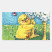 ハグあなたのママ、かわいいベビーシックは母の鶏を愛する 長方形シール (正面)