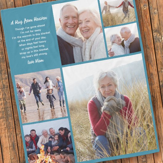 ハグから天国フォトコラージュ悔やみや弔慰 フリースブランケット