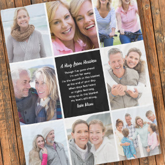 ハグから天国フォトコラージュ悔やみや弔慰 フリースブランケット