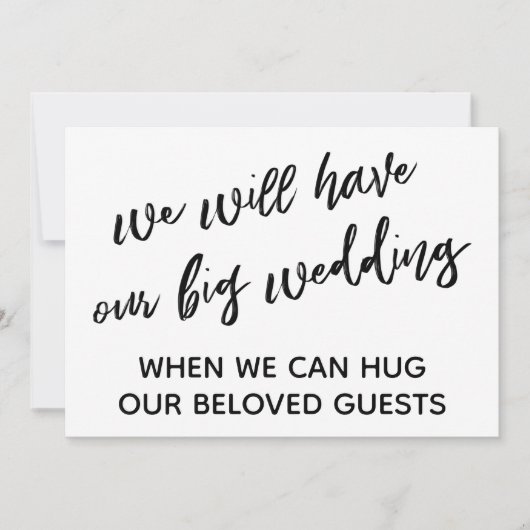 ハグができるまで延期された結婚式 招待状 (正面)