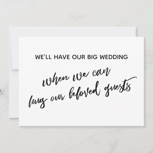 ハグができるまで延期された結婚式 招待状 (正面)