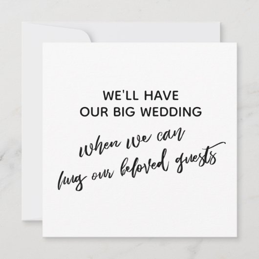 ハグができるまで延期された結婚式 招待状 (正面)