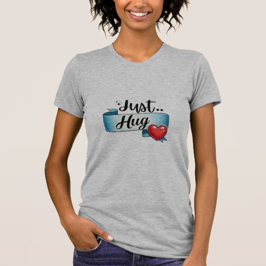 ハグが可愛いハートリボンTシャツ Tシャツ (正面)