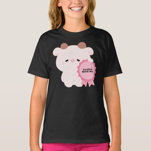 ハグが必要認定牛 Tシャツ (正面)
