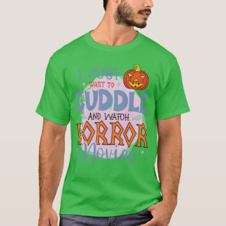 ハグしてホラー映画を見る funny tシャツ