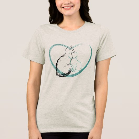 ハグする2匹の猫 トライブレンドTシャツ (正面)