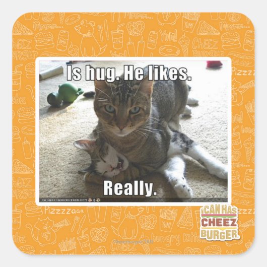 ハグだ。彼は好きだ。 スクエアシール (正面)