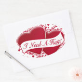 ハグだ！赤いハート 楕円形シール (封筒)