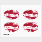 ハグだ！赤いハート 楕円形シール (シート)