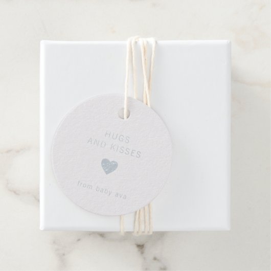 ハグとキスかわいい銀箔ベビーシャワー フェイバータグ (箱)