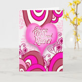 ハグとキスのレトロハートラブユーソー カード (黄色い花)